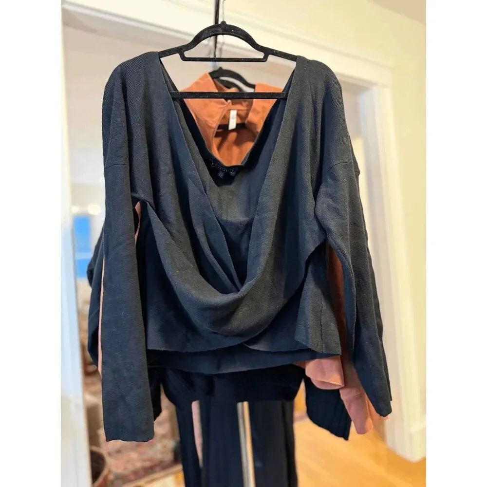 ELOQUII Wrap Front Cropped Sweater - 26/28, Black